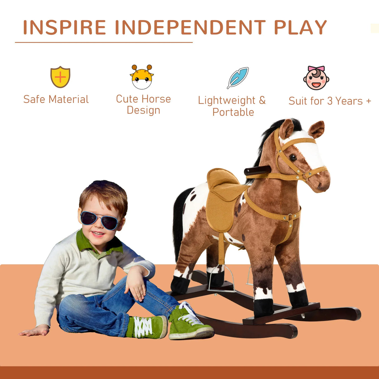 Plush Kids Metal Rocking Horse Chair With Sounds - Omega Lifestyles