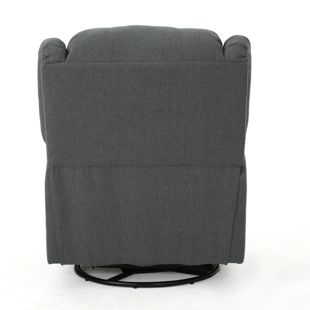 Charcoal Fabric Glider Recliner With Swivel And Manual Recline - Omega Lifestyles