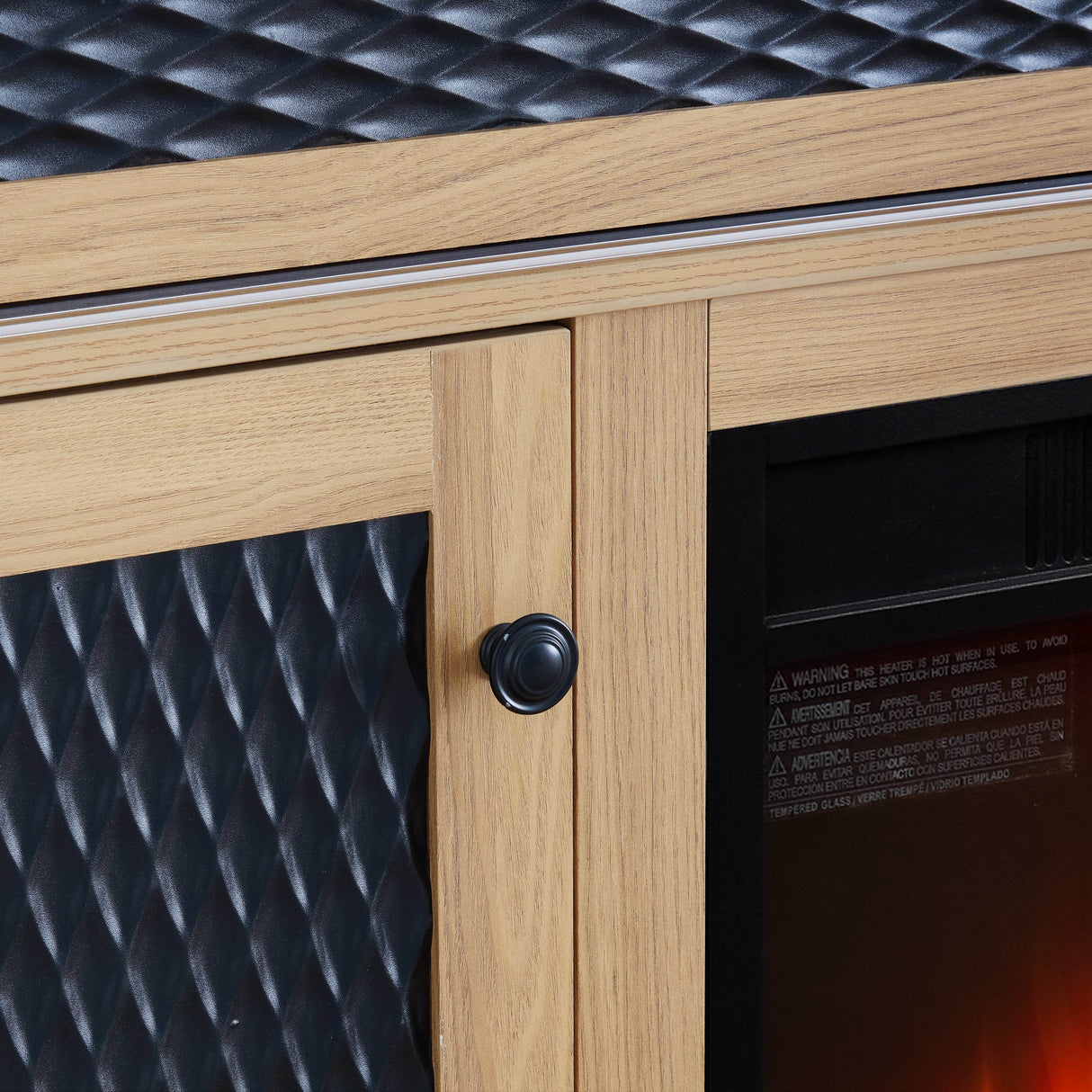 Embossed Light Oak Fireplace TV Stand Console - Sleep Galleria