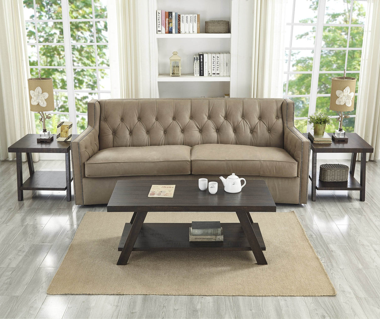 3-Piece Contemporary Wood Shelf Coffee Table Set - Sleep Galleria