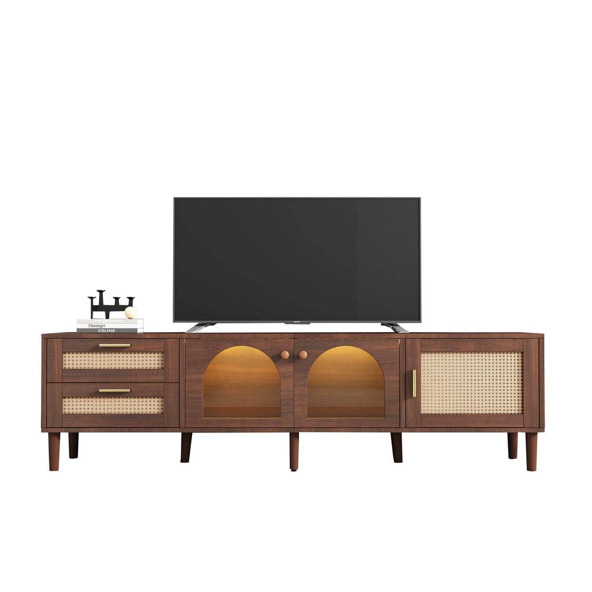 Rattan-Inspired Media Console TV Stand With Storage - Sleep Galleria