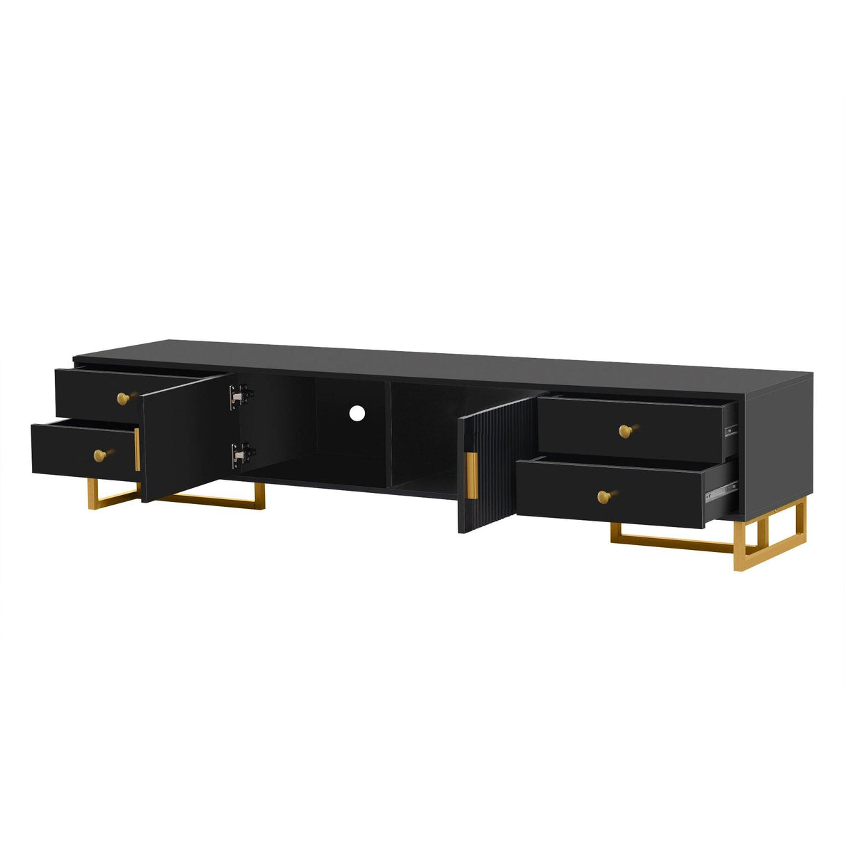 Modern Black MDF TV Stand With Storage Cabinet - Sleep Galleria
