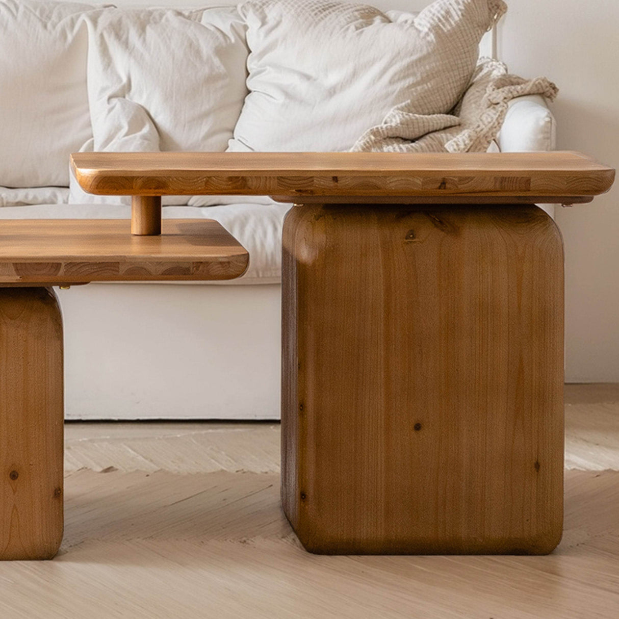Vintage Style Natural Wood Grain Coffee Table Set Of 2 - Sleep Galleria