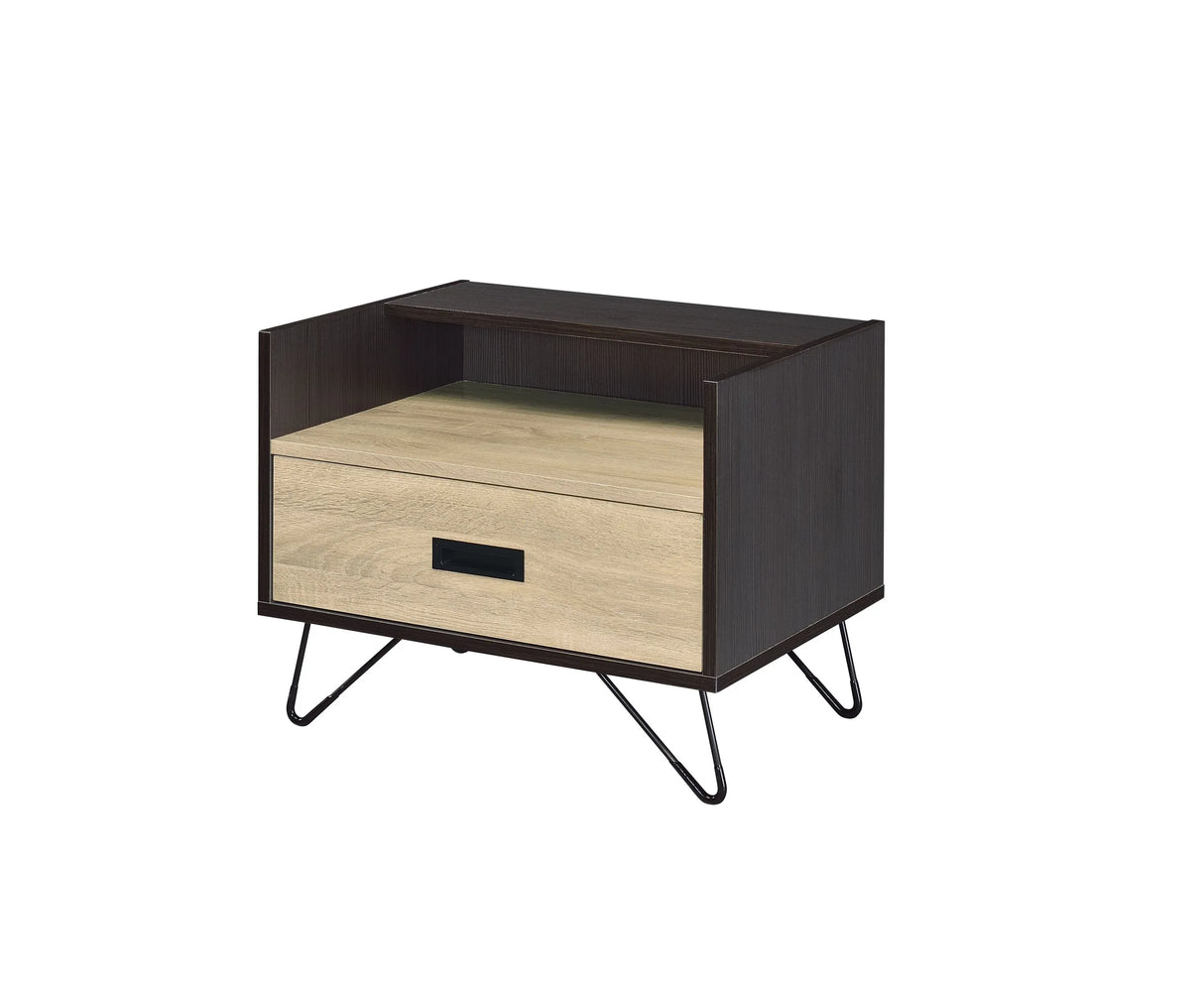 Black Oak Finish Contemporary Accent Table With Drawer - Omega Lifestyles