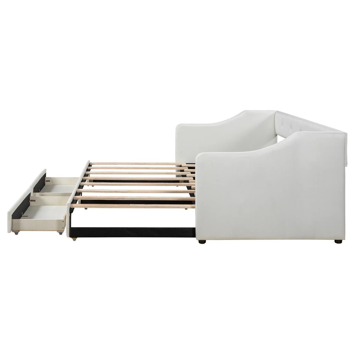 Twin XL Upholstered Daybed With Storage Drawers and Trundle - Omega Lifestyles