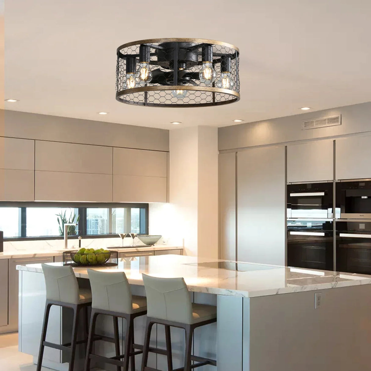 20-Inch Industrial Caged Remote Control Ceiling Fan - Omega Lifestyles