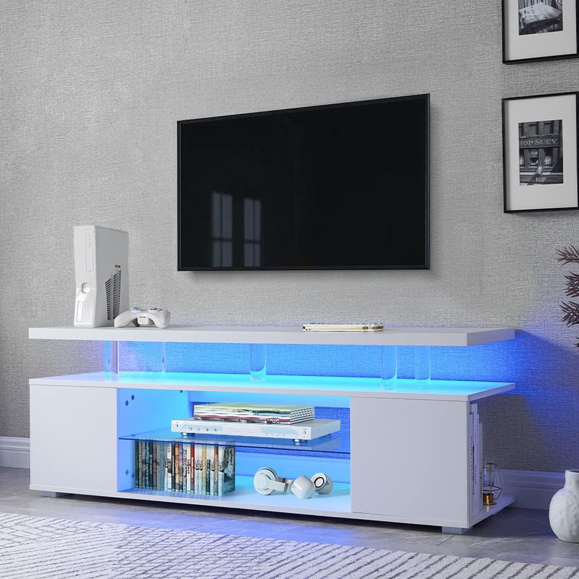 White Engineered Wood Gaming TV Stand Console Table - Omega Lifestyles