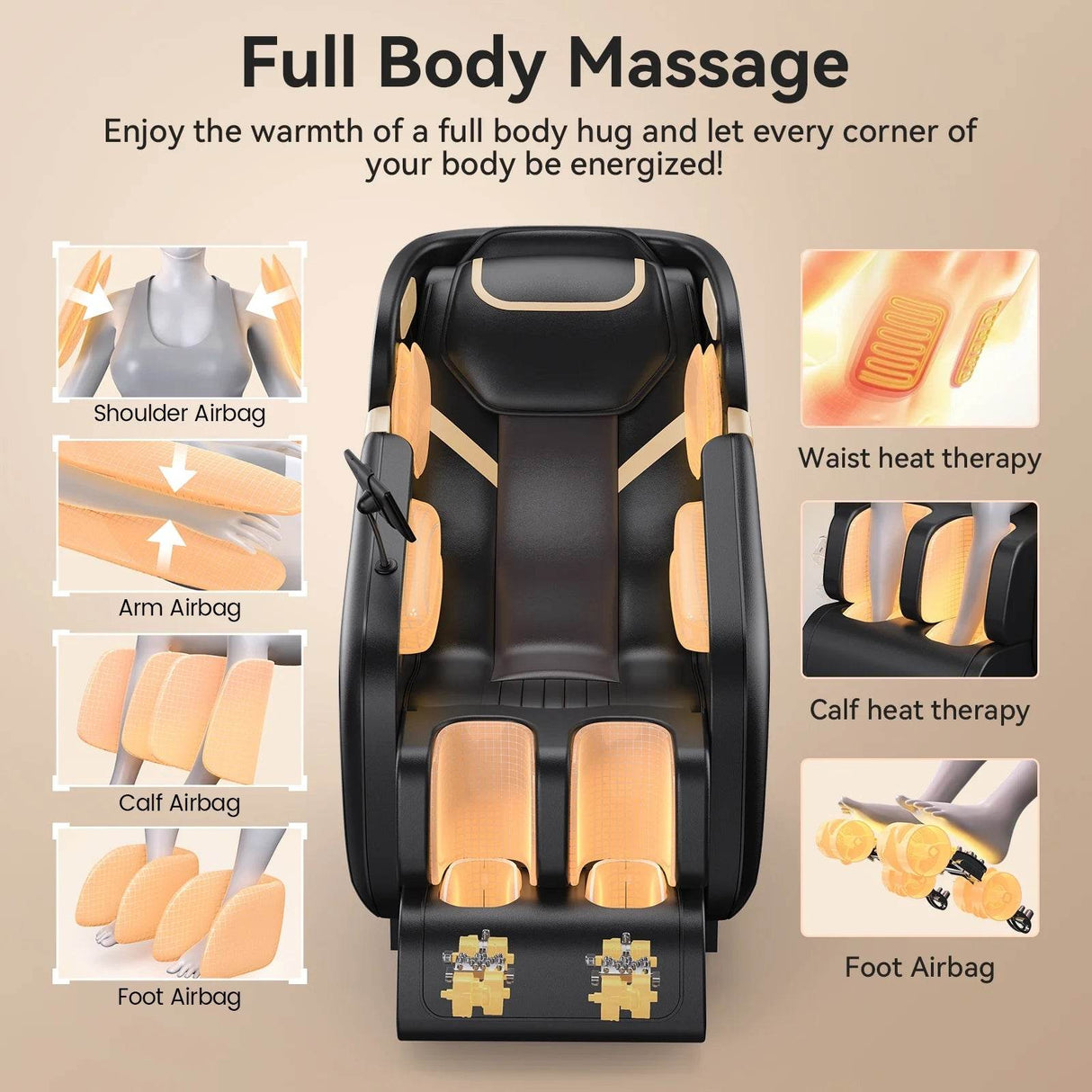4D Massage Chair Full Body,Zero Gravity Massage Chair with Heat and Foot Massage,Full Body Massage Recliner Chair with Airbags, Kneading, Bluetooth, LCD Touch Control
