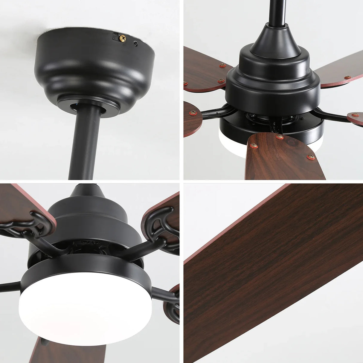 52-Inch Matte Black Reversible DC Motor Ceiling Fan With Light - Omega Lifestyles