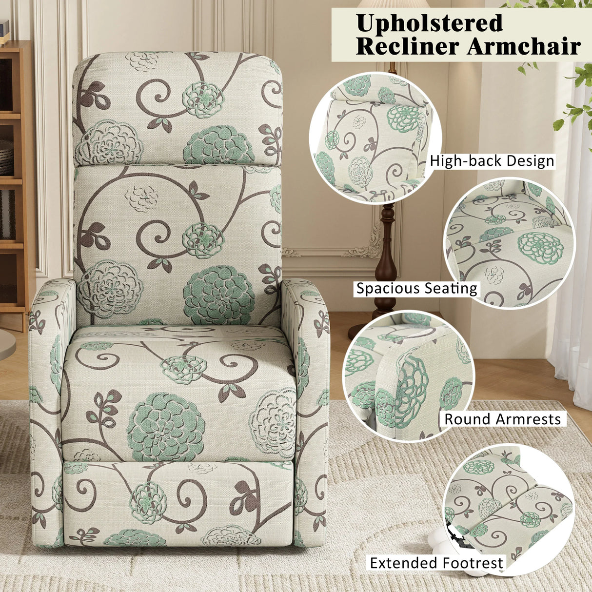 Manual Recliner Chair With Adjustable Backrest And Plush Upholstery - Omega Lifestyles