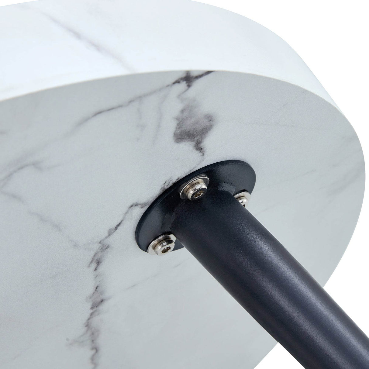 White Marble Pattern Round MDF Metal Coffee Table - Sleep Galleria