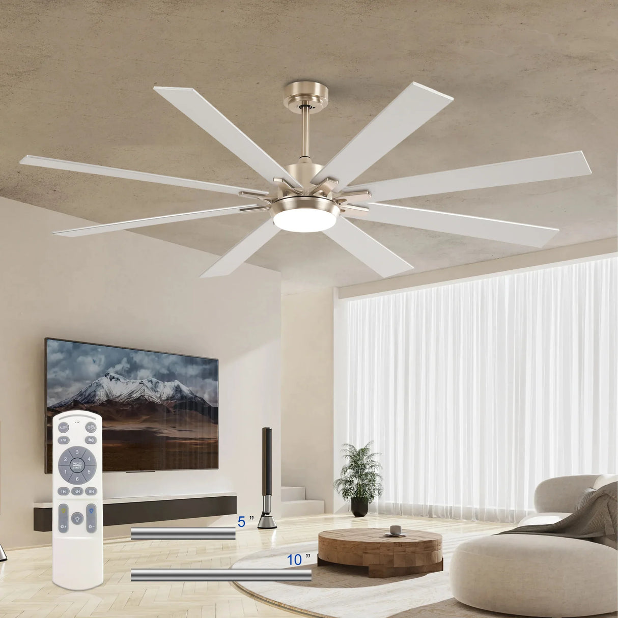 72-Inch Remote Control Modern Dimmable LED Ceiling Fan - Omega Lifestyles