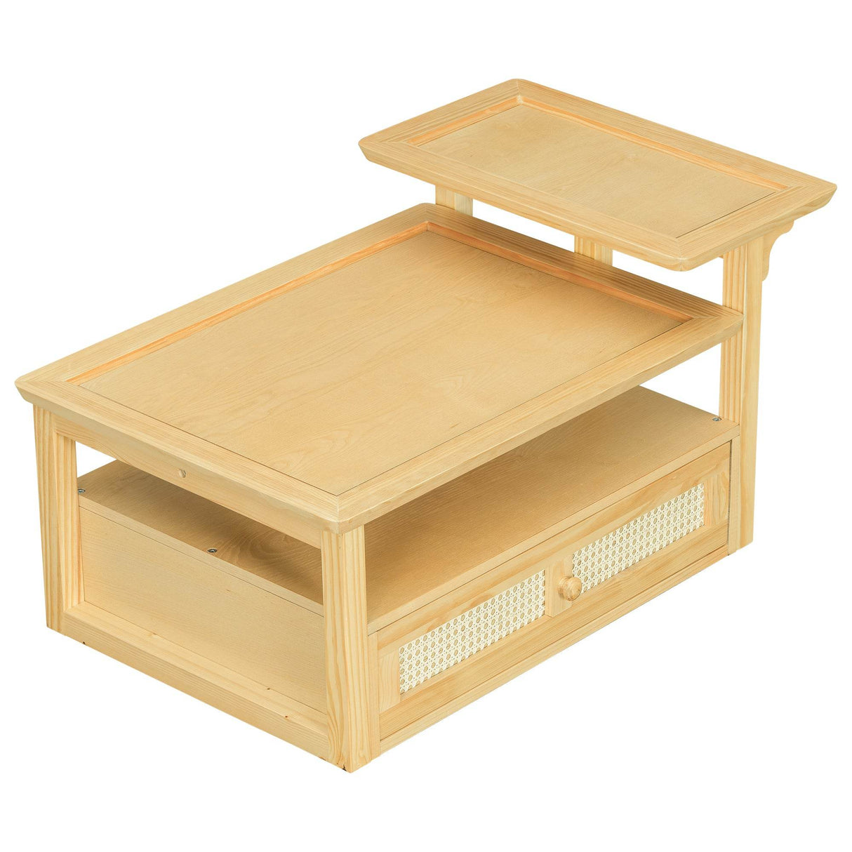 Modern Natural MDF Coffee Table With Rattan Drawer - Sleep Galleria