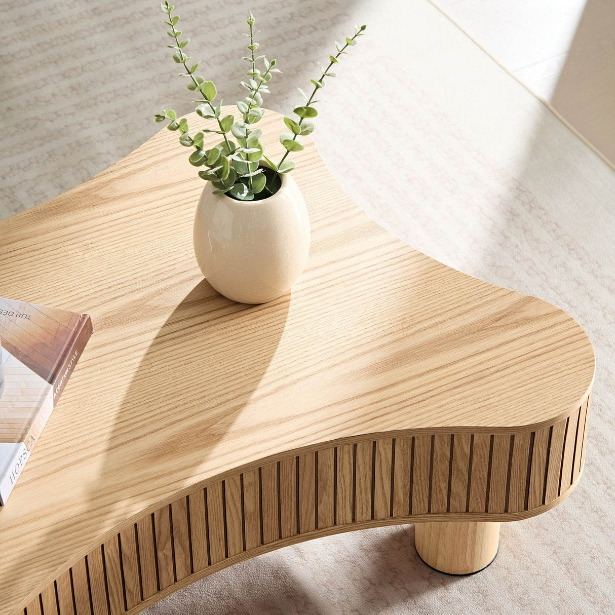 Irregular Shaped Modern Solid Wood Pedestal Coffee Table - Sleep Galleria