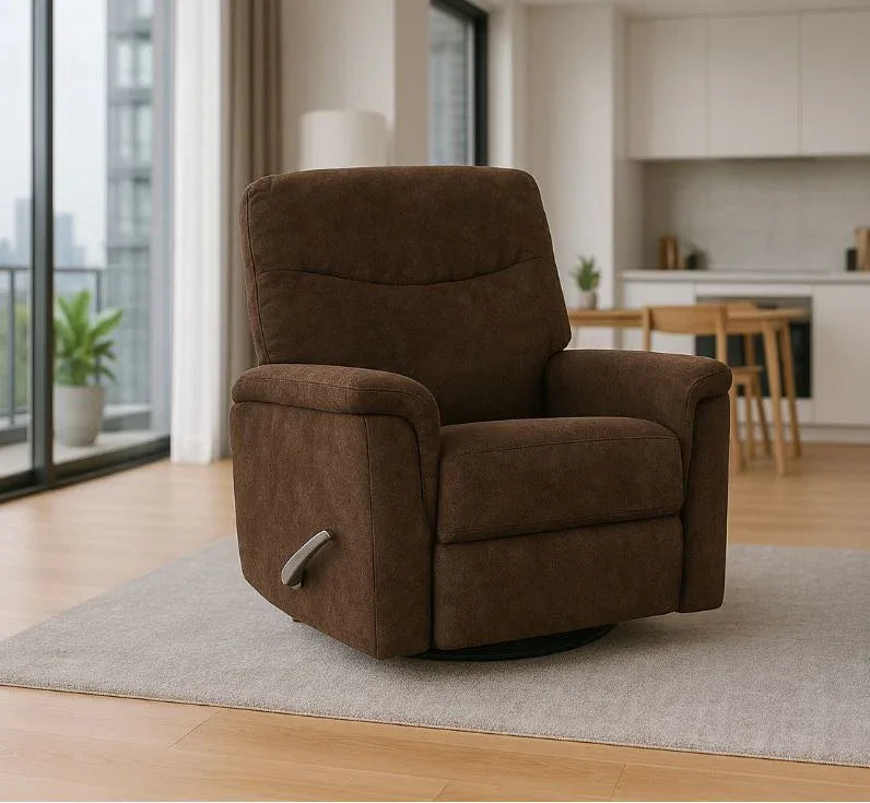 Manual Swivel Chocolate Microfiber Upholstered Recliner Chair - Omega Lifestyles