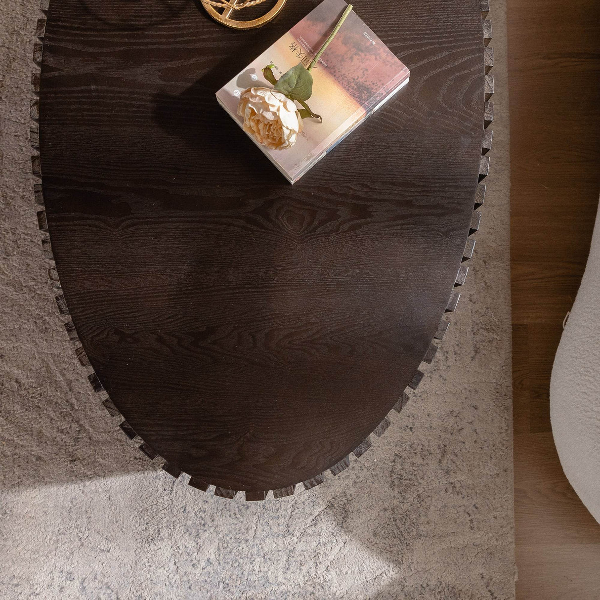 Modern Handcrafted Oval Walnut Pedestal Coffee Table - Sleep Galleria