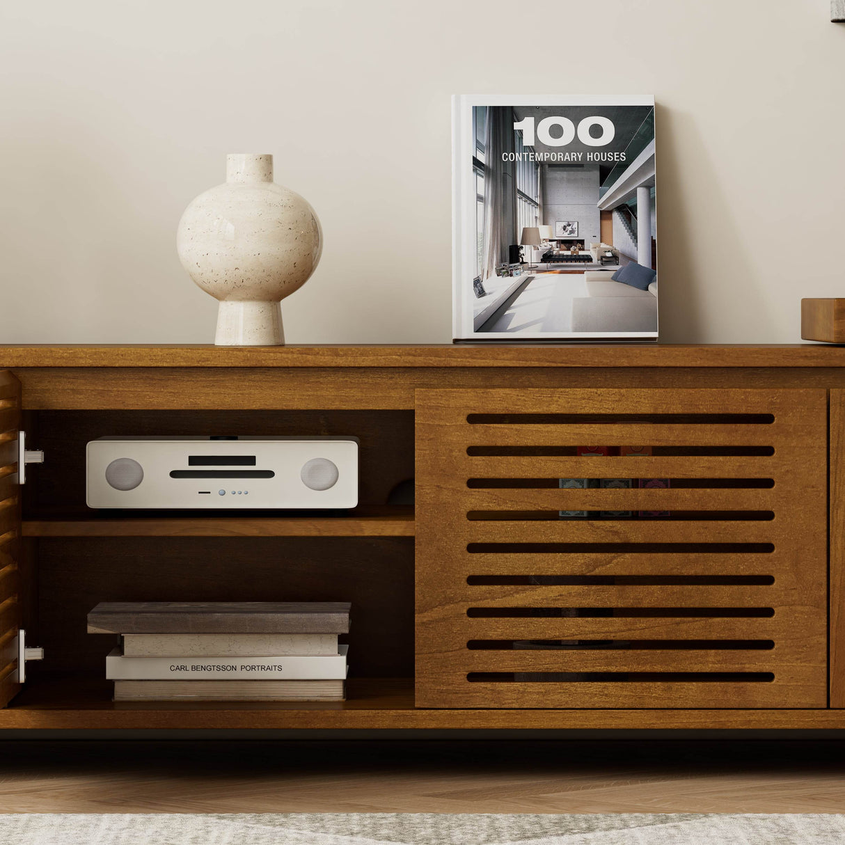 Mid-Century Modern Extendable TV Stand With Storage - Sleep Galleria