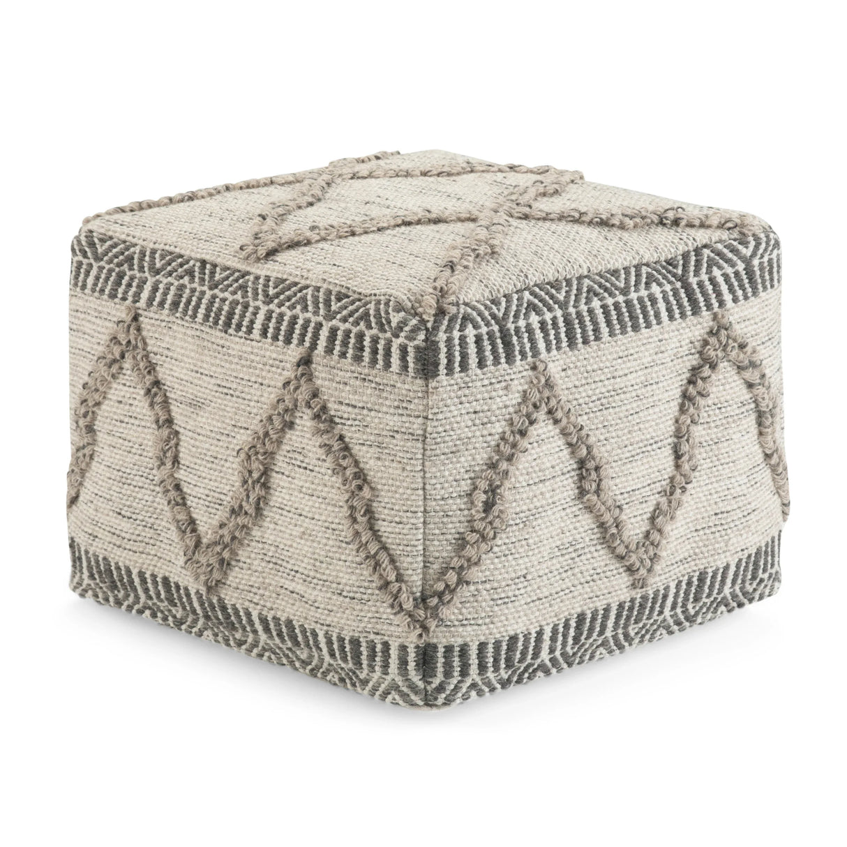 Handcrafted Wool Cotton Square Pouf Accent Furniture - Omega Lifestyles