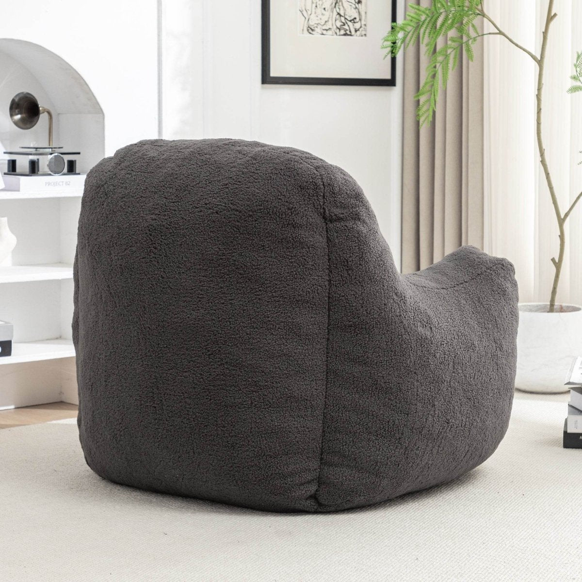 Dark Gray Teddy Foam Bean Bag Chair - Sleep Galleria