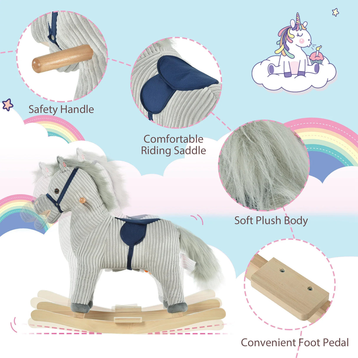 Plush Kids Rocking Horse With Realistic Sounds - Omega Lifestyles