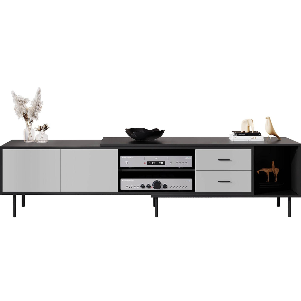 Modern Minimalist Black Grey MDF TV Stand - Sleep Galleria