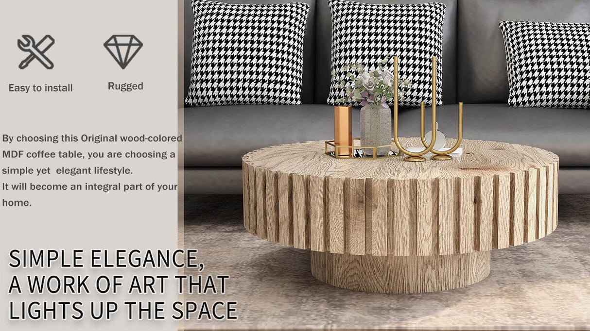 Modern Minimalist Round Wood MDF Coffee Table - Sleep Galleria