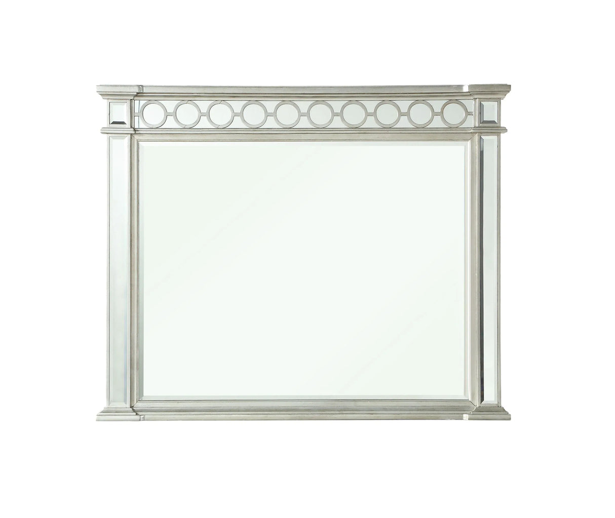 Beveled Edge Silver Synthetic Wood Wall Mirror - Omega Lifestyles