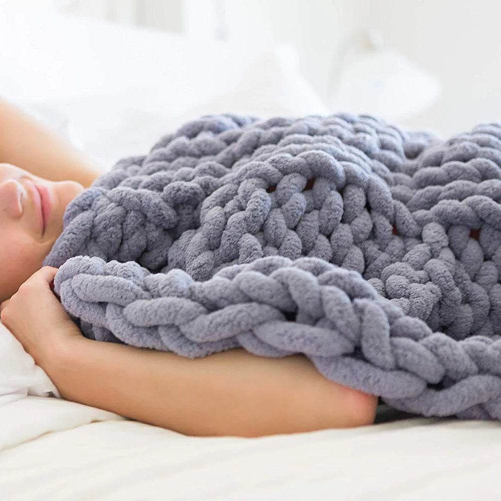 Chunky Knitted Chenille Blanket - Sleep Galleria