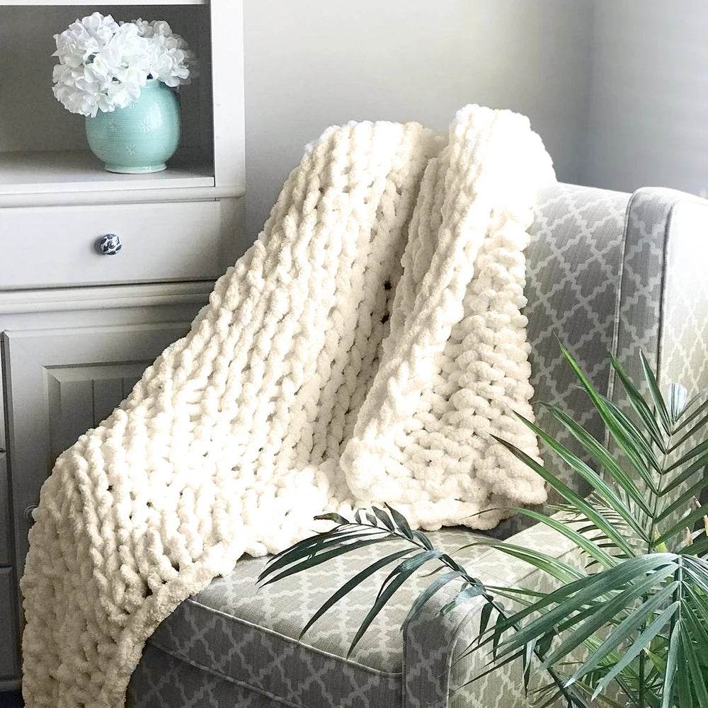Chunky Knitted Chenille Blanket - Sleep Galleria
