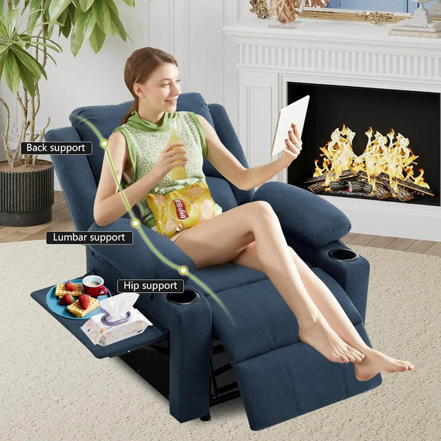 Power Recliner Chair Upholstered Heated Massage - Omega Lifestyles