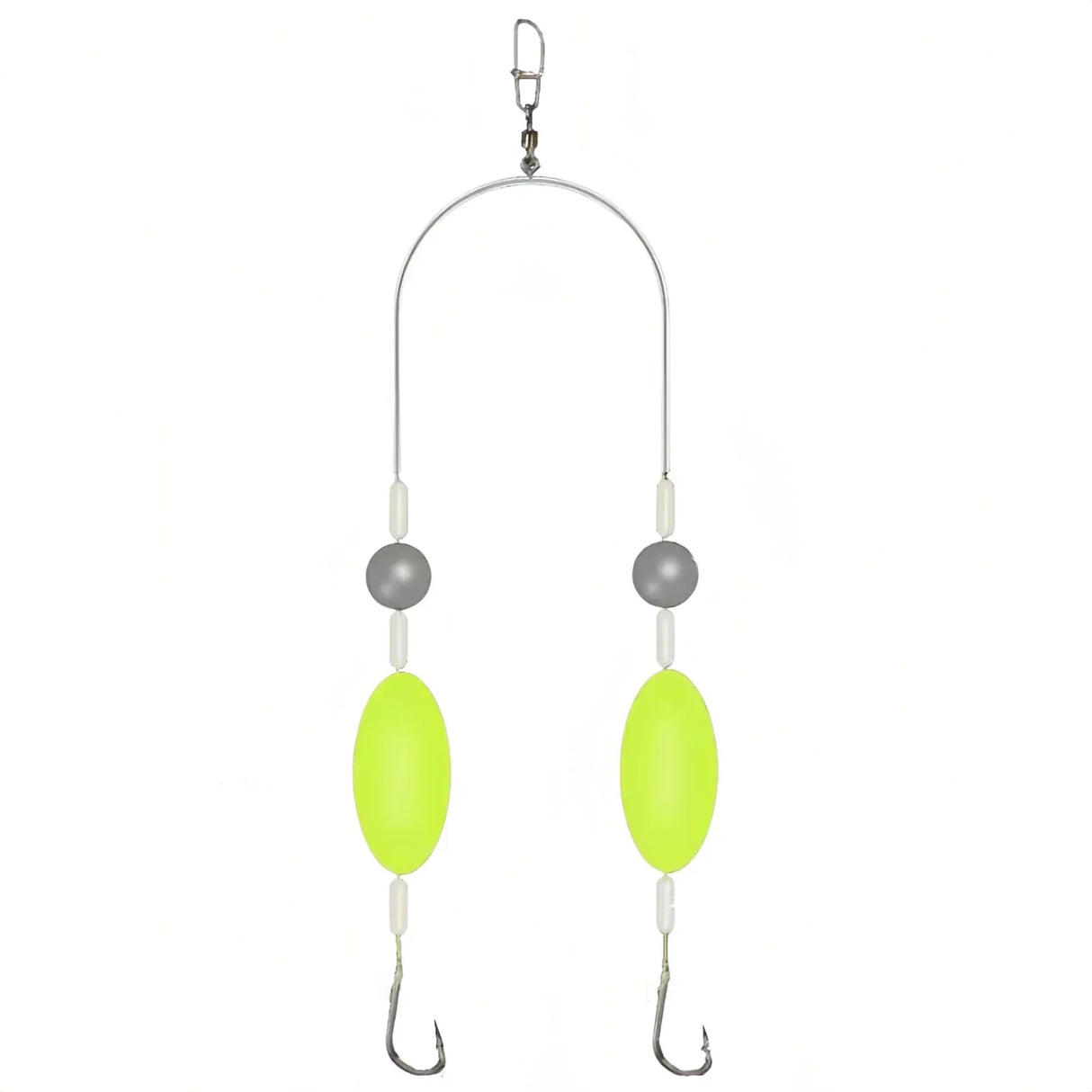 Set Of 10 Steel Alloy Double Reverse Fishing Hooks Rig - Omega Lifestyles