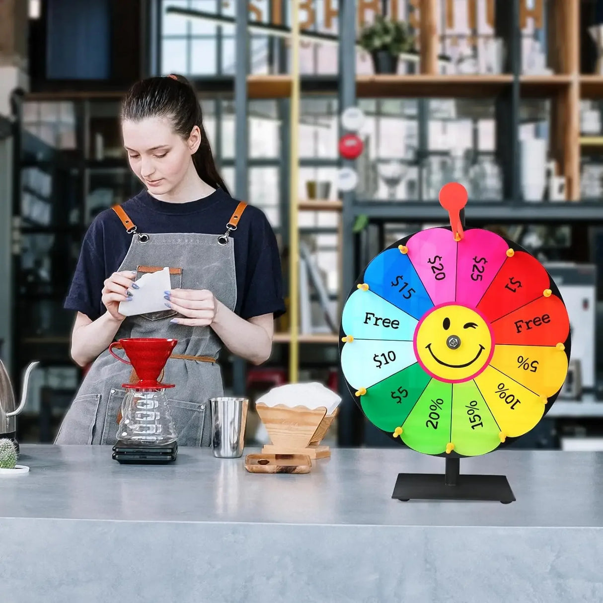 12-Slot Metal Prize Wheel Spinner with Stand - Omega Lifestyles