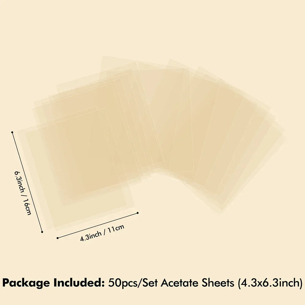 Set Of 50 Heat Resistant Clear Acetate Craft Sheets - Omega Lifestyles