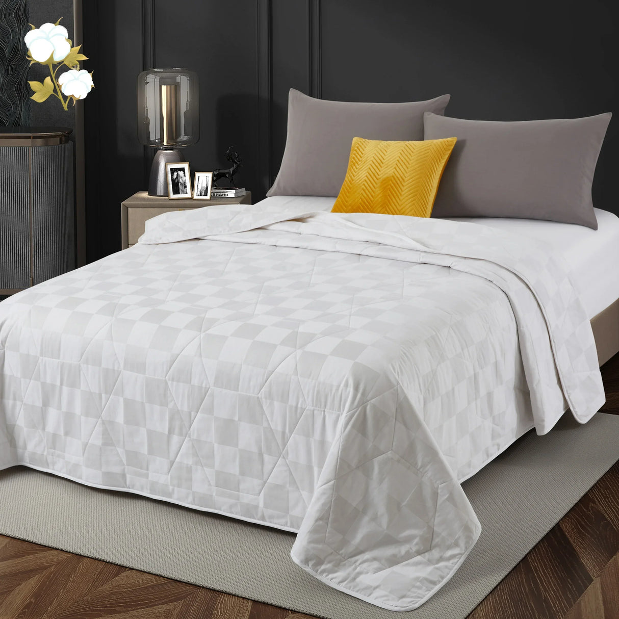 100% Cotton Cooling Lightweight Summer Quilt Blanket - Omega Lifestyles