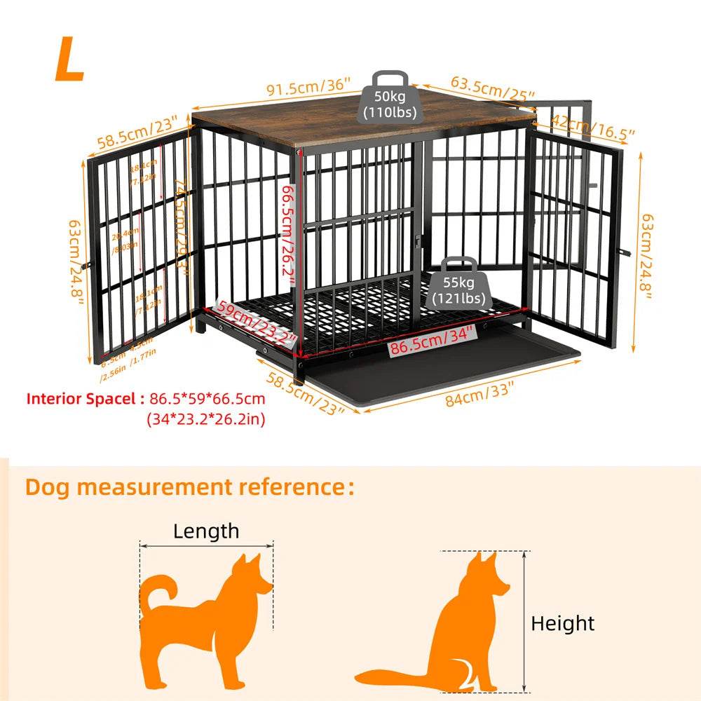 Multifunctional Wooden Dog Crate With Removable Tray - Omega Lifestyles
