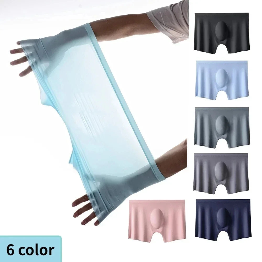 Men’s Seamless Ultra-Thin Breathable Polyester Spandex Boxer Shorts