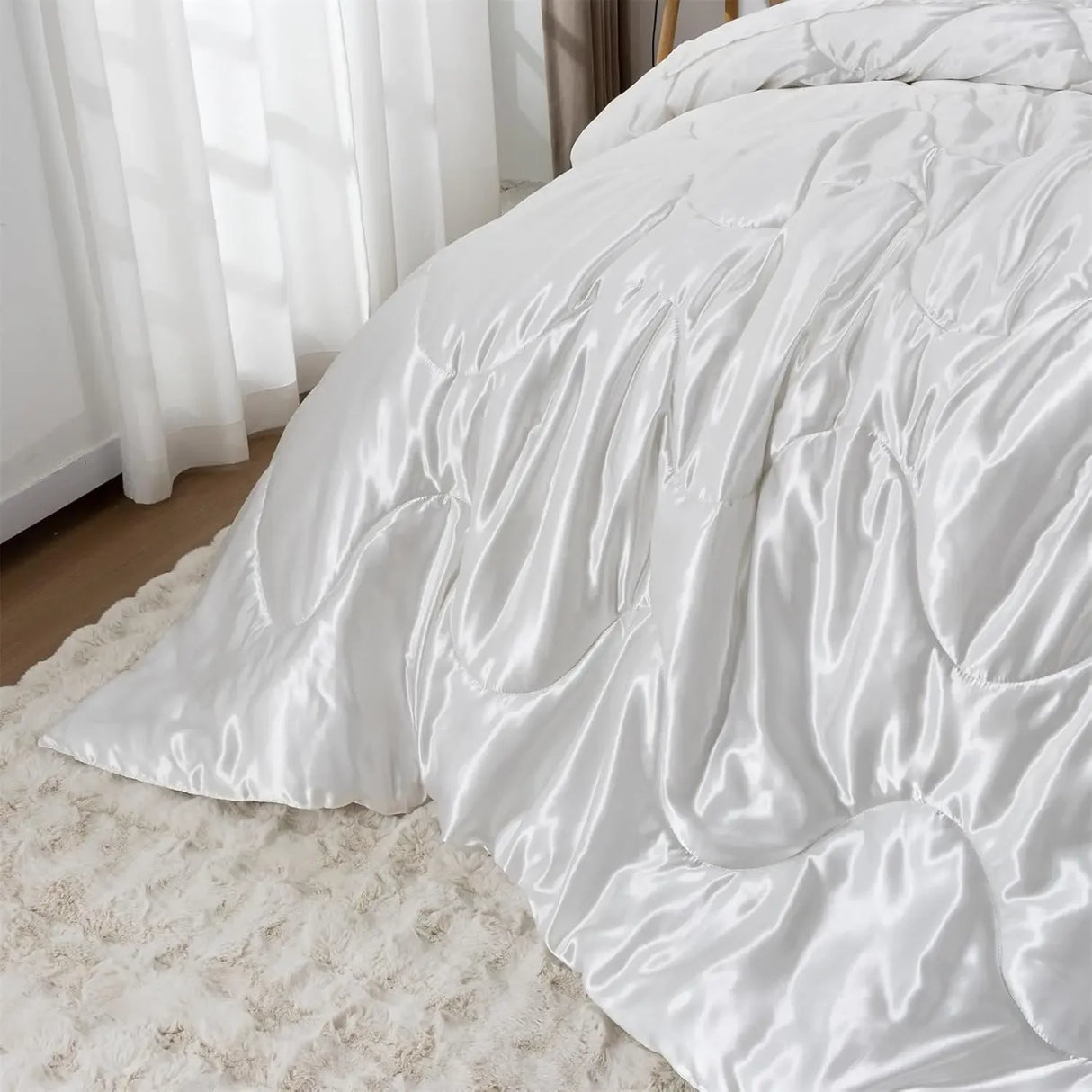 3-Piece Reversible Silky Satin Comforter Bedding Set - Omega Lifestyles