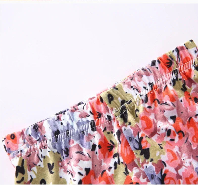 Girls Printed Cotton Polyester Stretch Leggings - Omega Lifestyles