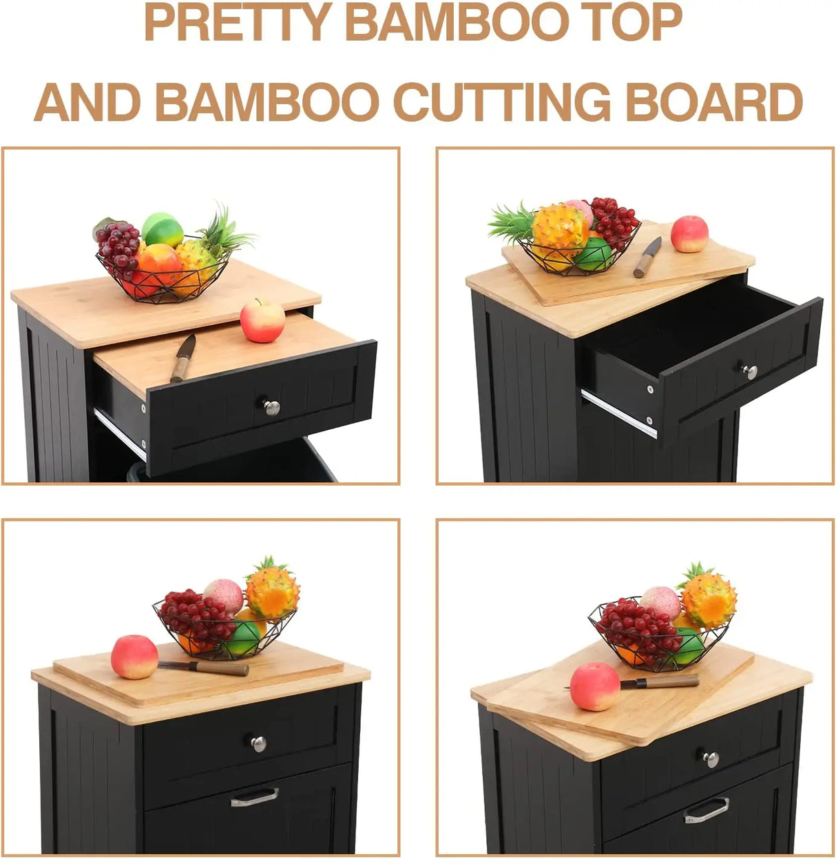 Multifunctional Tilt Out Kitchen Trash Cabinet With Cutting Board