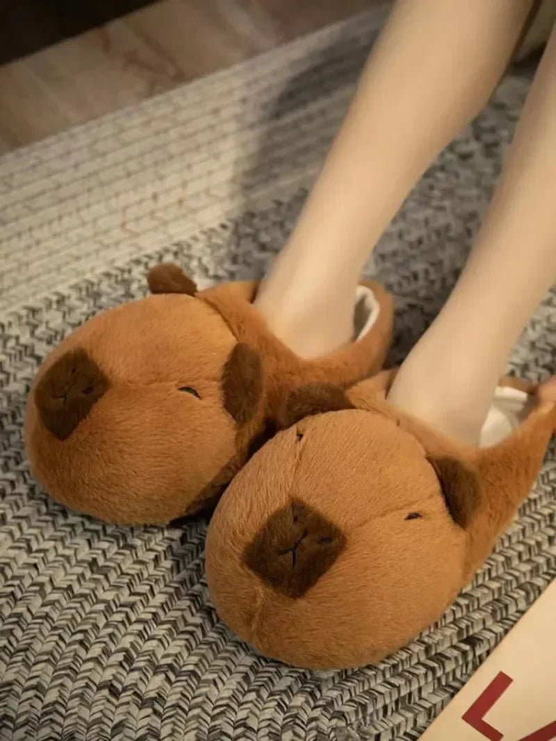Capybara Plush Indoor Winter Slip-On Cozy Slippers