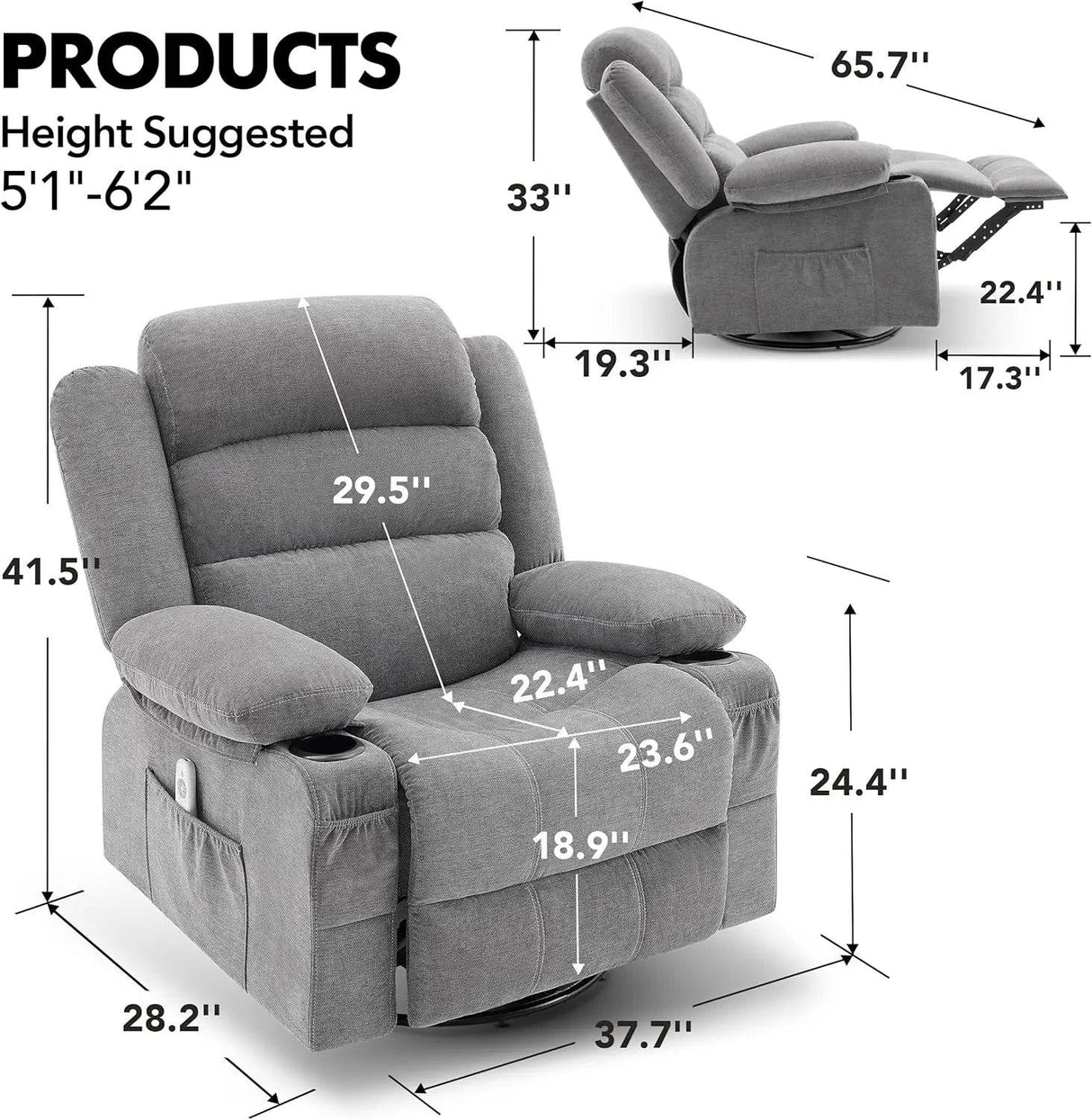 Oversized Rocker Recliner Chair with Heat Massage - Omega Lifestyles
