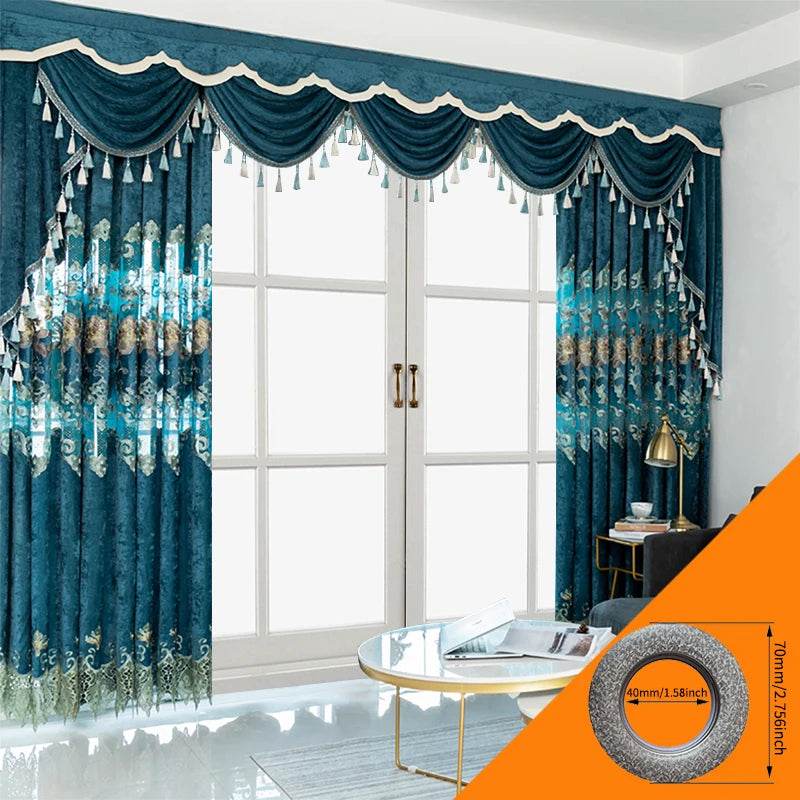 2-Piece Chenille Embroidered Floral Blackout Curtain