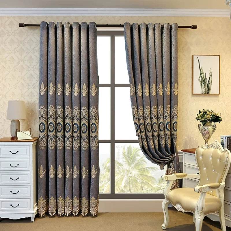 2-Piece High-Shading Embroidered Blackout Curtain Panels