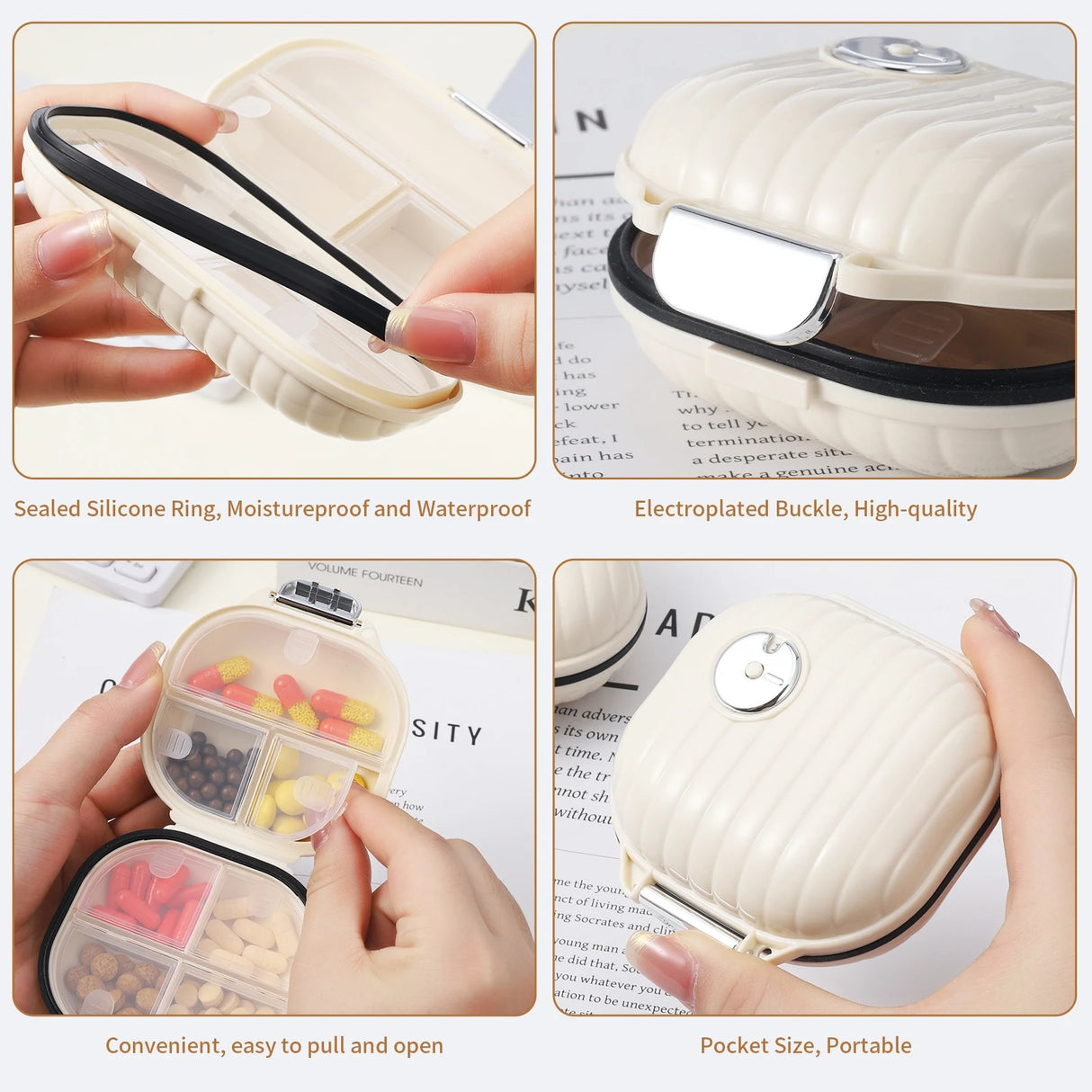 2-Pack Portable 7-Compartment Travel Pill Organizer Cases