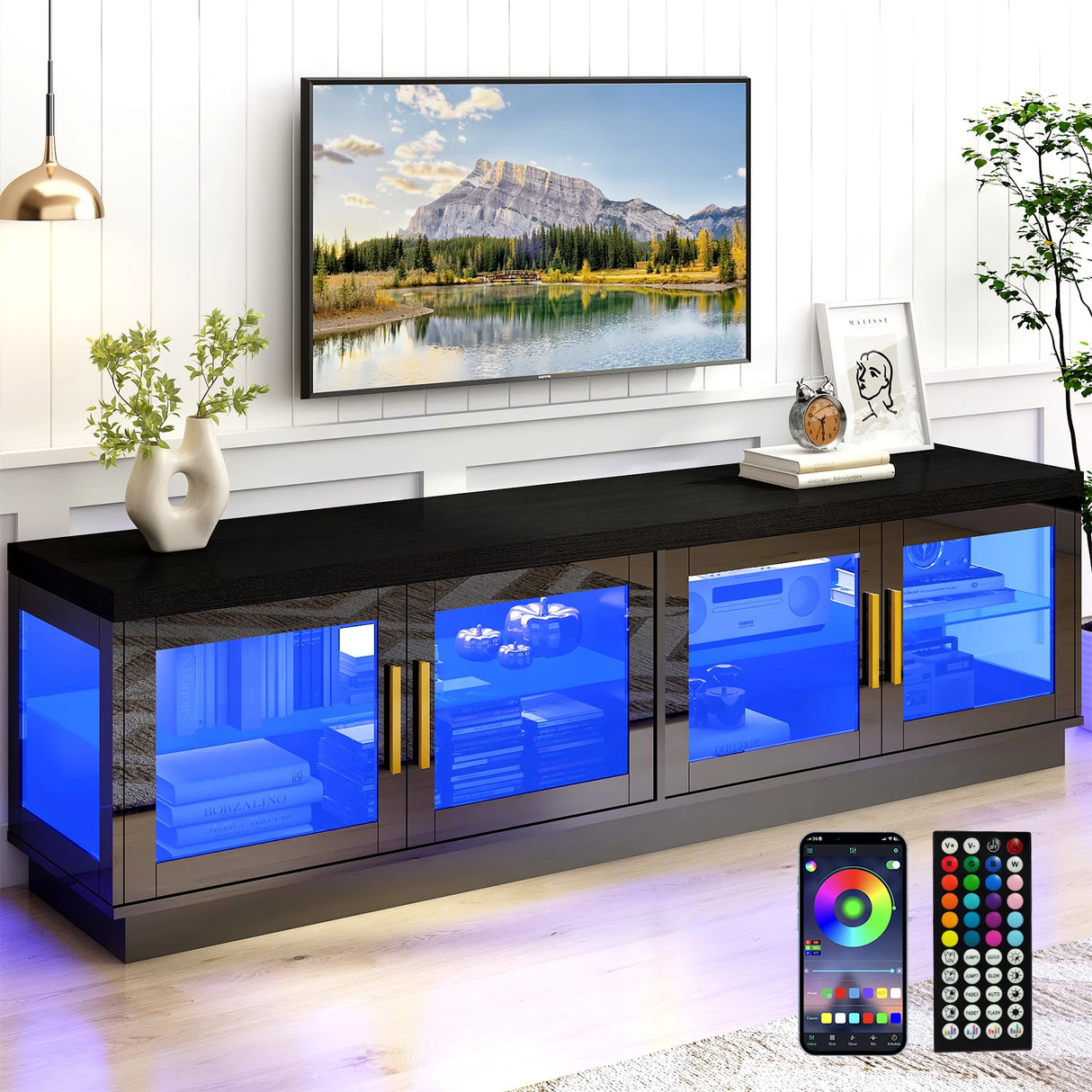 70-Inch Modern LED High Glossy Wooden TV Stand