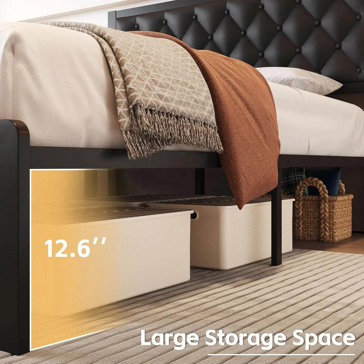 PU Leather Upholstered Bed Frame with Headboard - Omega Lifestyles