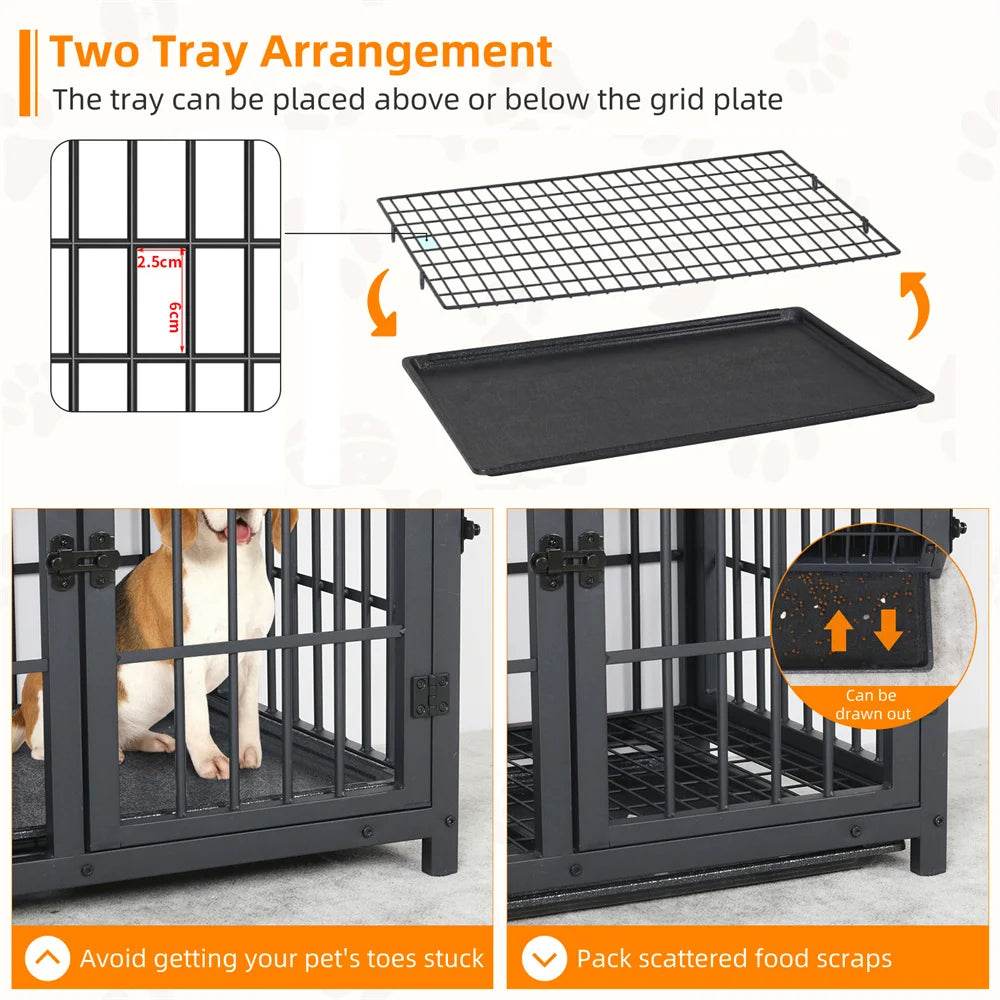Multifunctional Wooden Dog Crate With Removable Tray - Omega Lifestyles