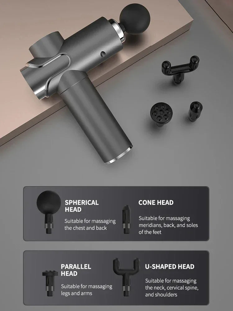Silent Four-Headed Deep Tissue Percussion Massage Gun - Omega Lifestyles