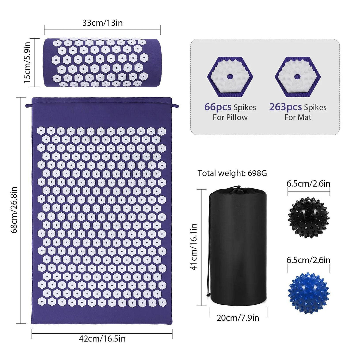 Acupressure Mat And Pillow Massage Set For Relaxation