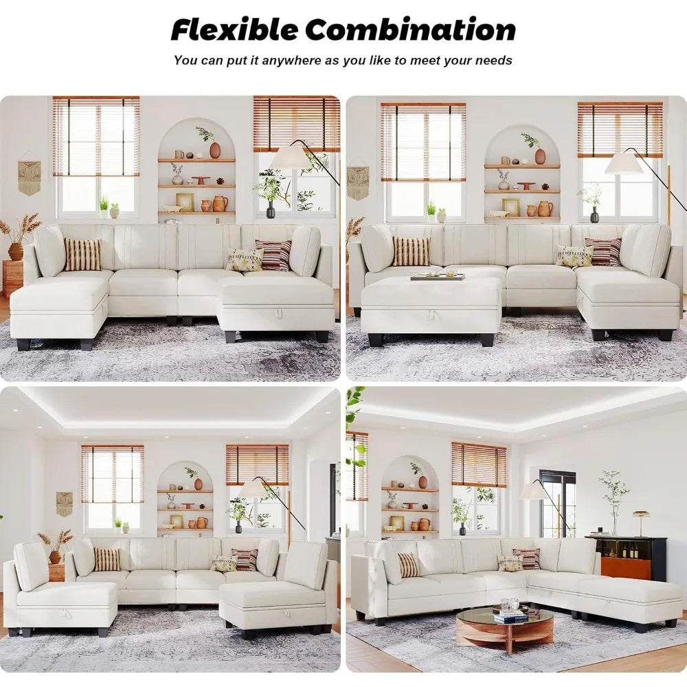 Velvet L-Shaped Sectional Sofa With Ottoman - Omega Lifestyles